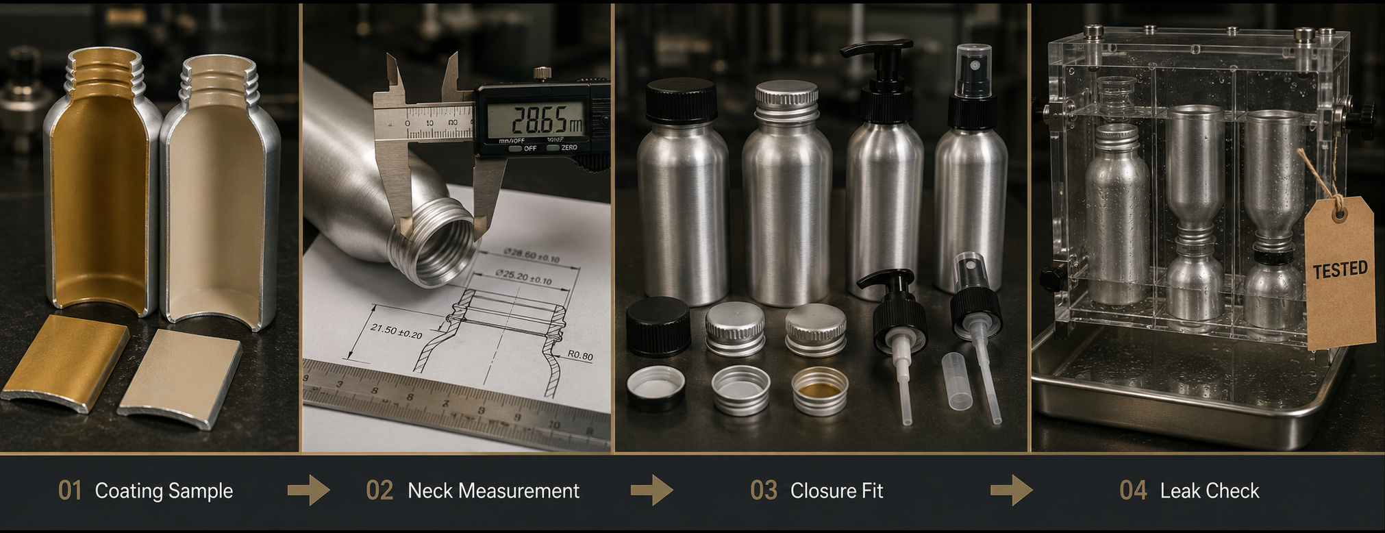 Aluminium bottle neck and seal testing
