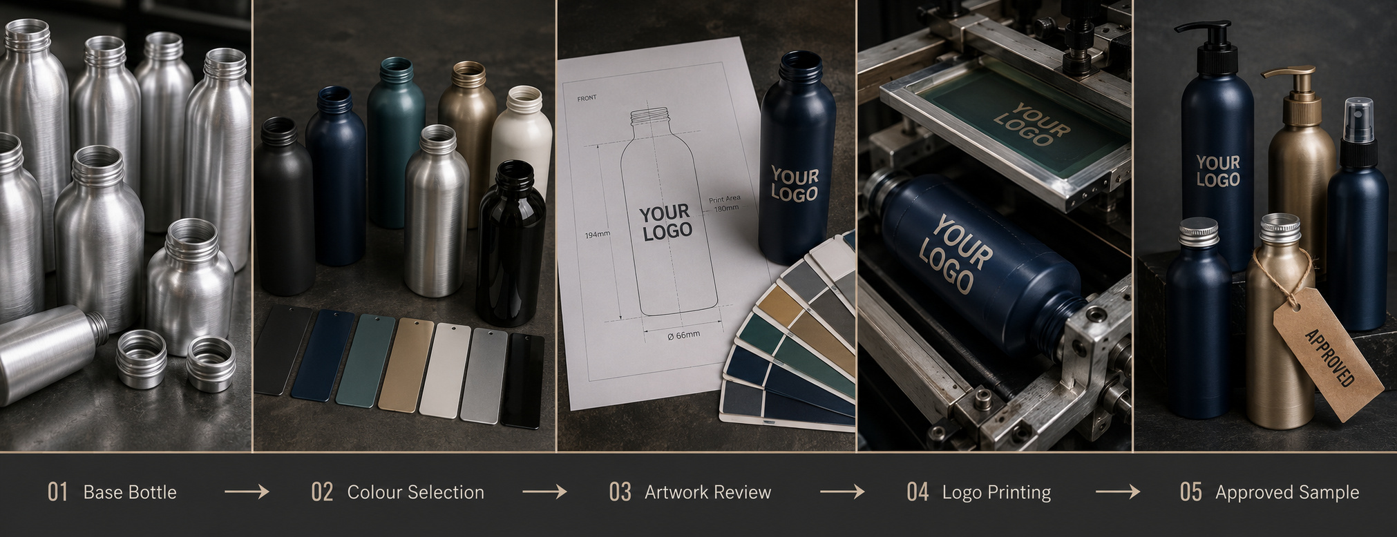 Custom printed aluminium bottle process