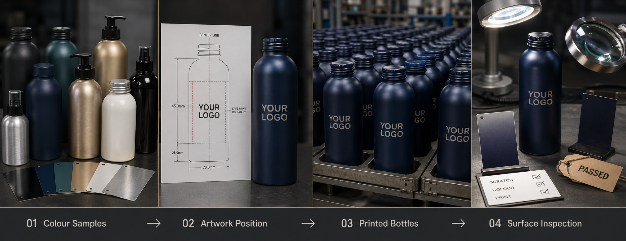 Custom printed aluminium bottle quality check